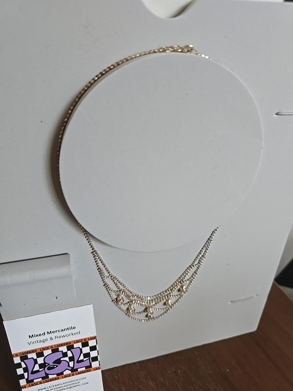 Sterling Silver 925 Vintage Necklace Chain with Cubic Zirconia Pendants