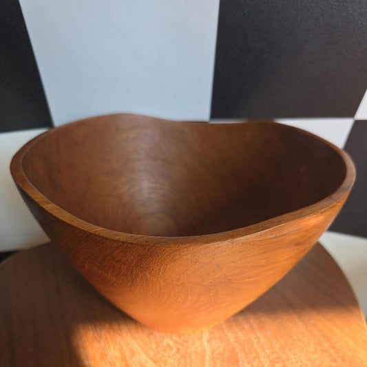 VINTAGE MID CENTURY TEAK WAVE FRUIT SERVING BOWL TEAK 25CM