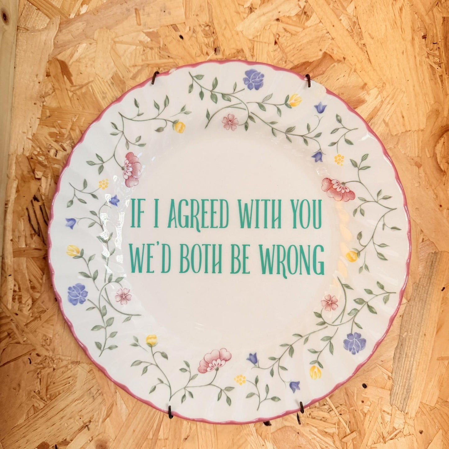 Vintage Plates With Slogan On ‘Wrong ’, Handmade Unique UK Novelty