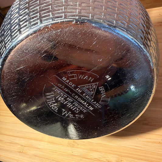 Vintage Swan Brand Wikka Ware Basket Pattern jug 11/2 Pints Made In England mcm