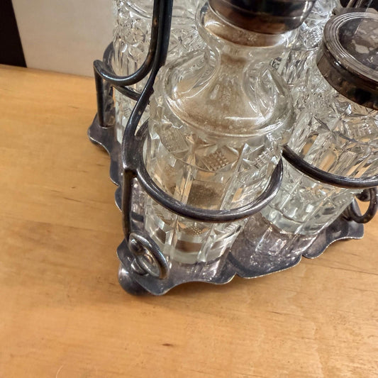 Antique Silver Plate EPNS Condiment Cruet Set Elegant Design Hallmarked