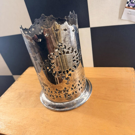 Antique Silver Plated Ornate Design Wine Bottle Holder Or Candle Holder?