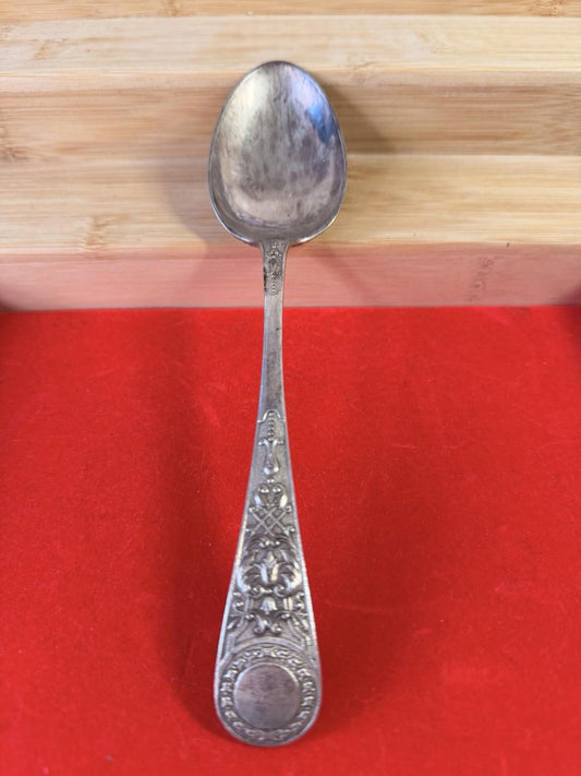 XL Serving Silver Plated Spoon Very Detailed Pattern Antique Vintage Cutlery