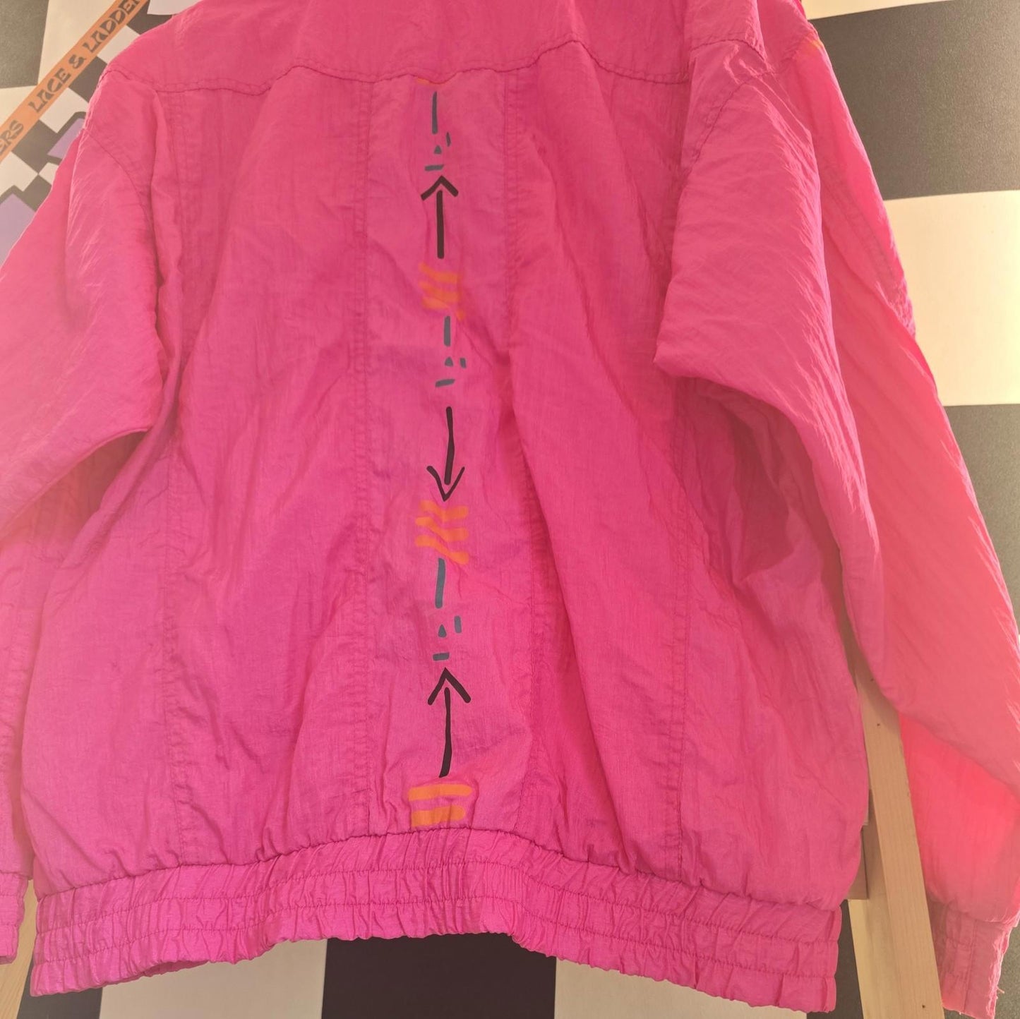 Lucy Women's Size XL Lightweight Jacket Hooded Deep Pink Ruffled Trim Full Zip