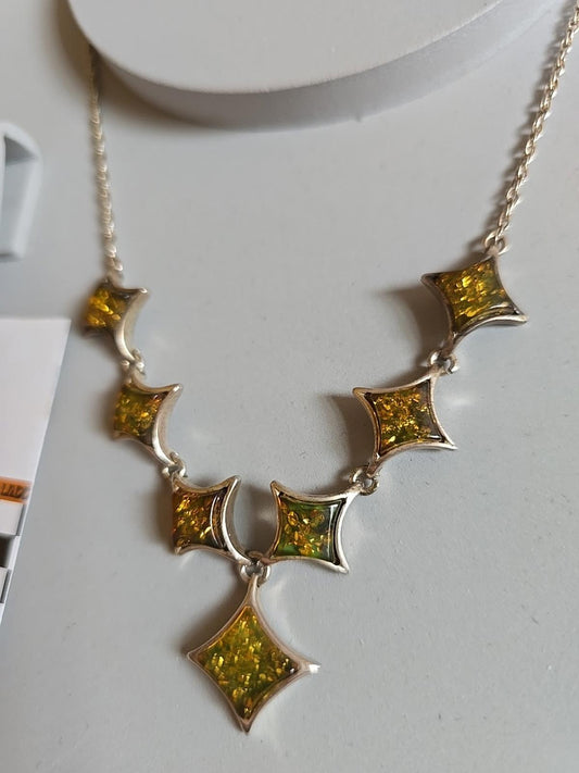 925 Vintage Silver Baltic Amber Necklace
