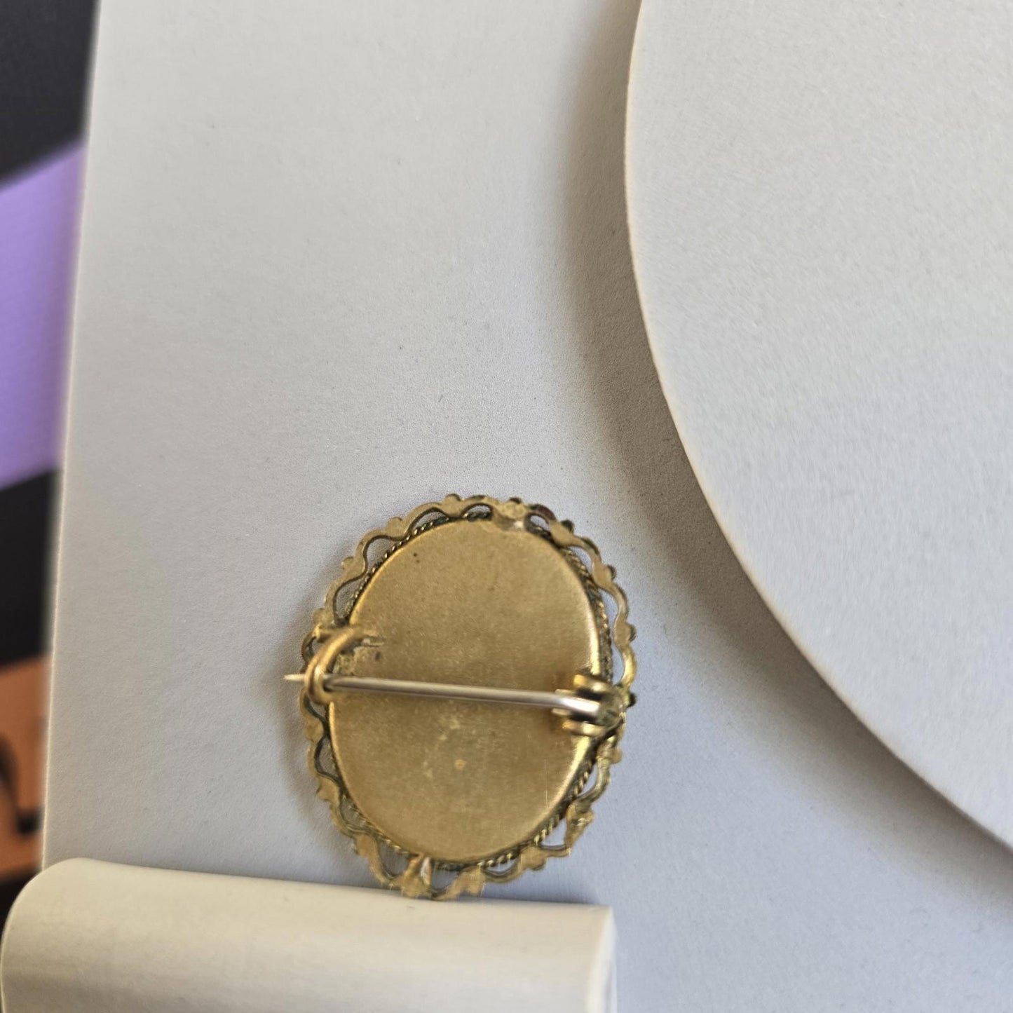 Vintage Brooche Lady Bright Colours Gold Tone