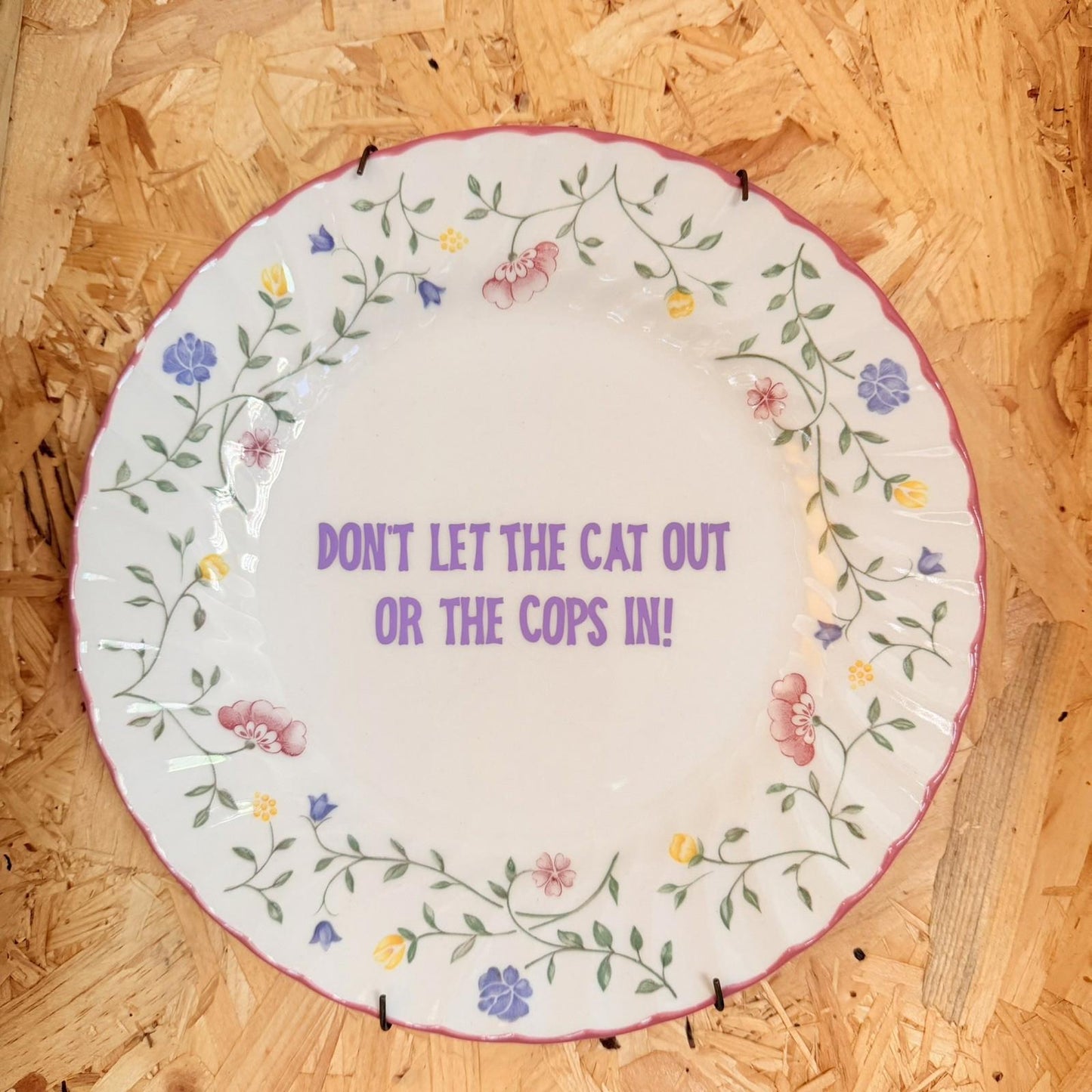 Vintage Plates With Slogan On ‘Cats’, Handmade Unique UK Novelty