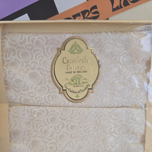 Vintage Irish Cromlech Fabrics Sylcon Damask Trolley 2 Set Tray Cloths