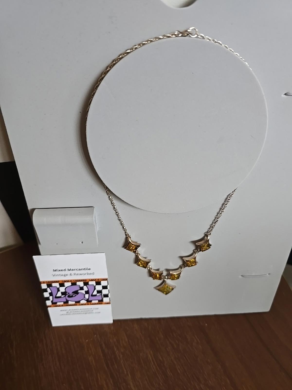 925 Vintage Silver Baltic Amber Necklace