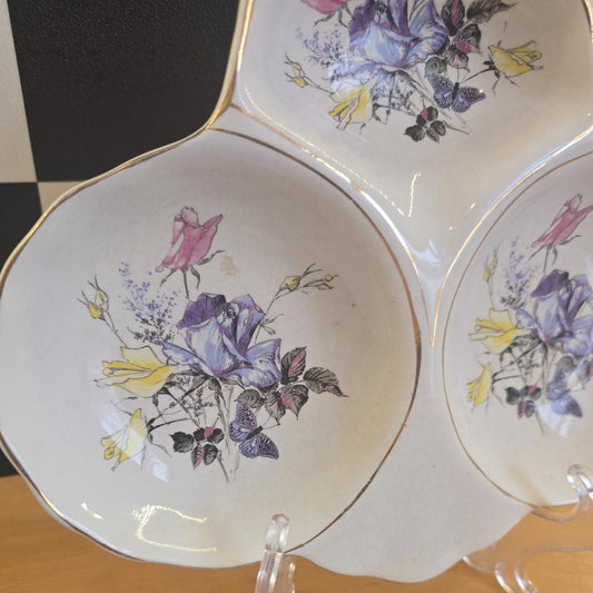 Old Foley James Kent Ltd Floral Collector 3 way server 6473 England - W45