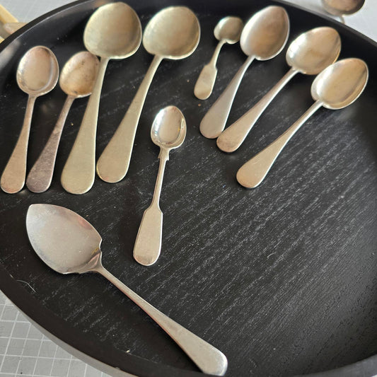 JOBLOT OF EPNS SILVER PLATED SPOONS SOME ANTIQUE X10 TINY - XL