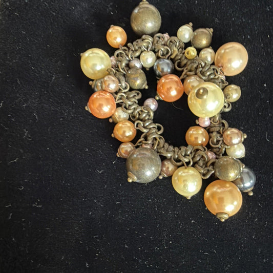 Vintage Cluster Bead Cha Cha Bracelet Colorful Glass /Lucite Vintage Mixed Media