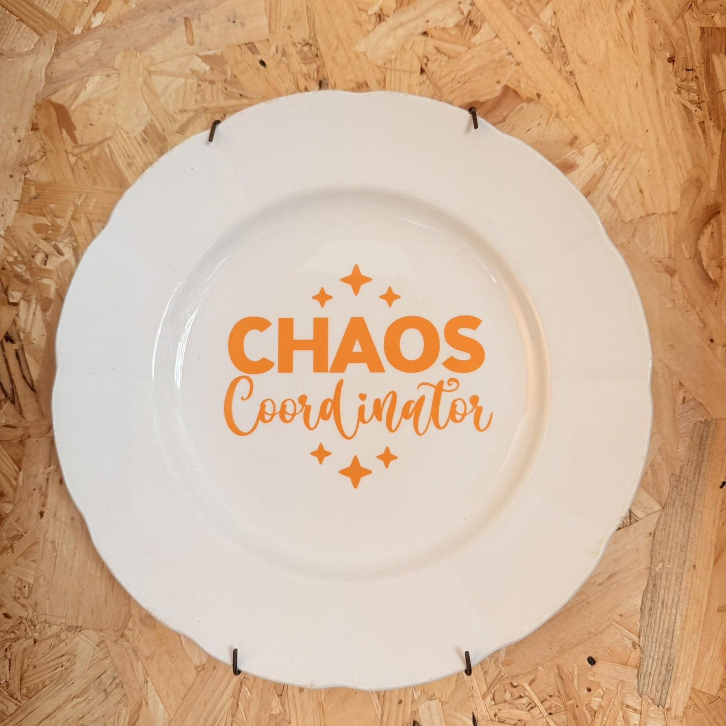Vintage Plates With Slogan On ‘Chaos’, Handmade Unique UK Novelty