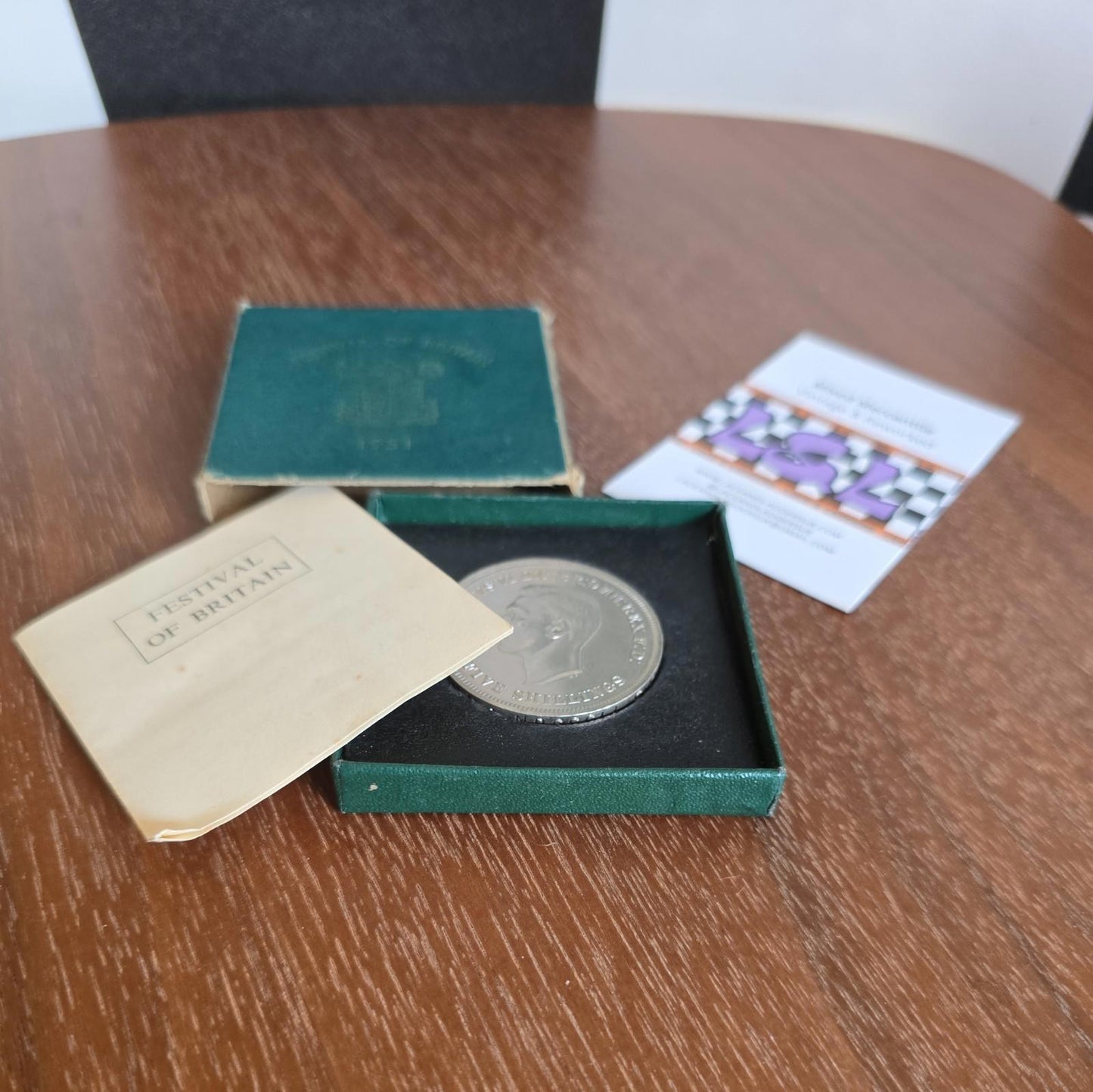 1951 Festival of Britain Crown Green BOX Uncirculated Coin UNC 5 Shilling