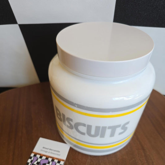Retro CANDLELIGHT no:6388 circa 1980's yellow & Milk Glass Biscuit Cannister
