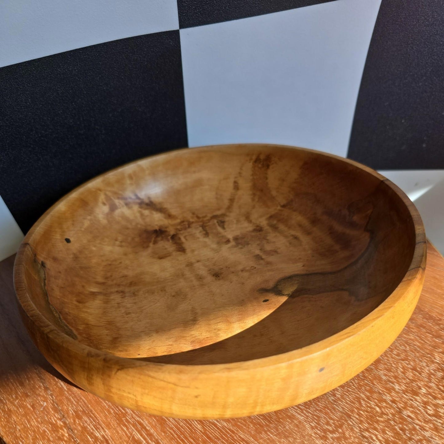 Vintage MCM 1950s Hand Turned Large Walnut Bowl