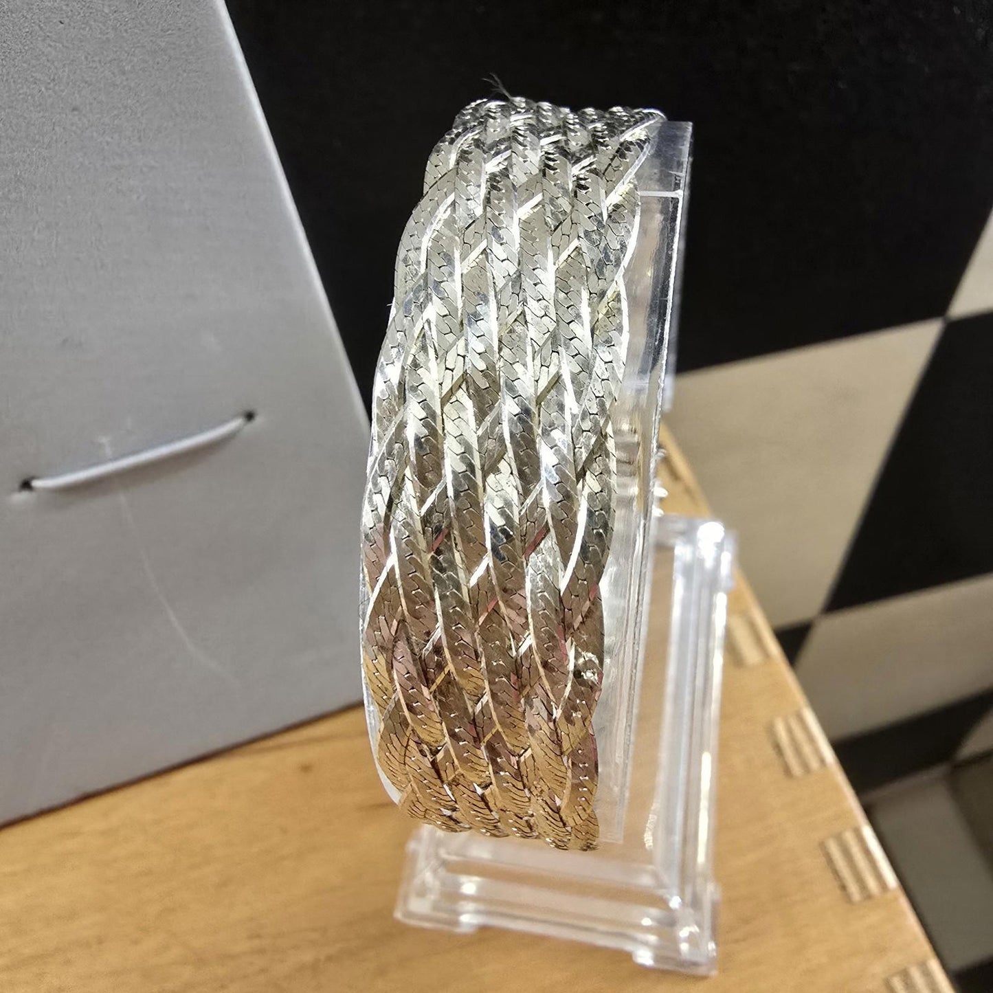 Vintage Italy 925 Sterling Silver Heavy Wide Basket Weave bracelet