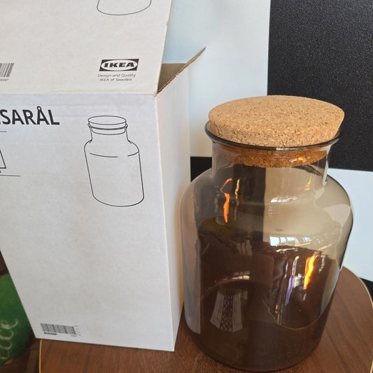 NEW IKEA PANSARAL GLASS STORAGE JAR WITH CORK LID 2.5L - 705.601.11