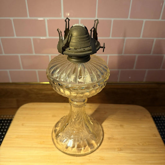 19th century oil lamp burner glass moulded paraffin antique gorgeous