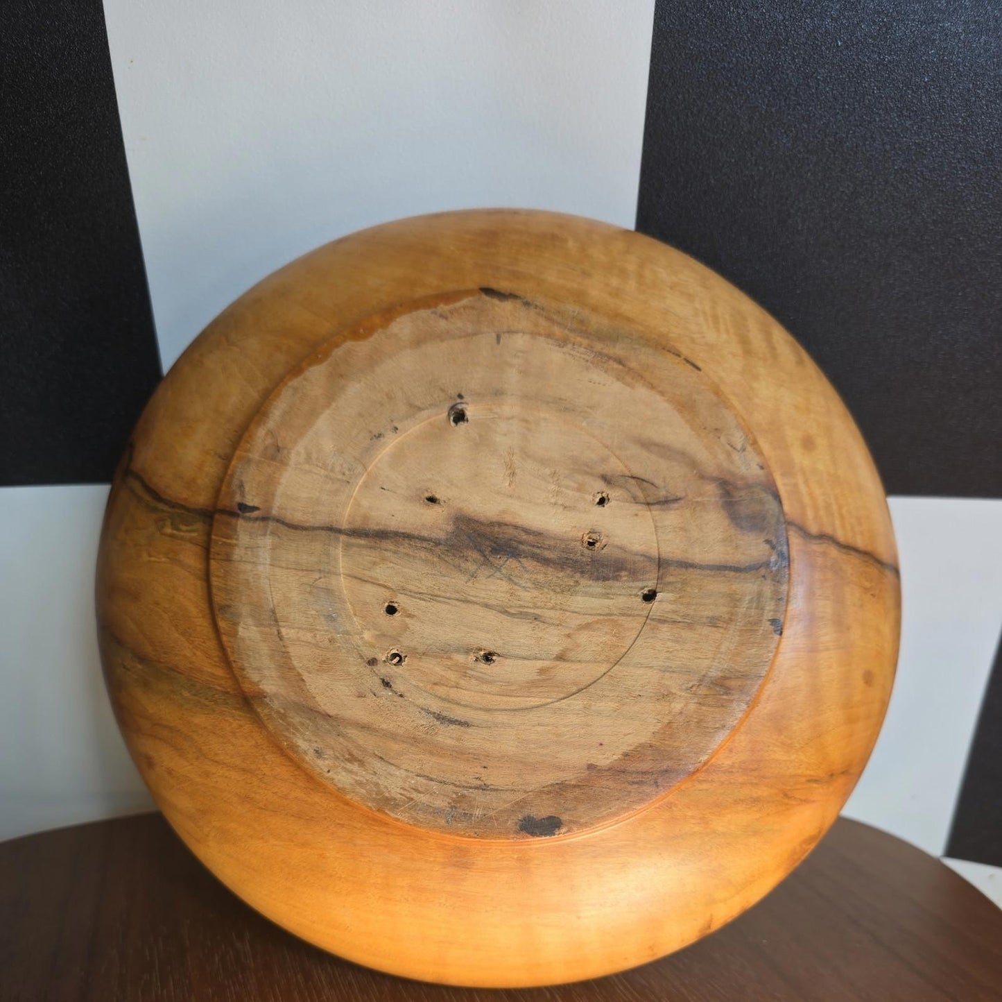 Vintage MCM 1950s Hand Turned Large Walnut Bowl