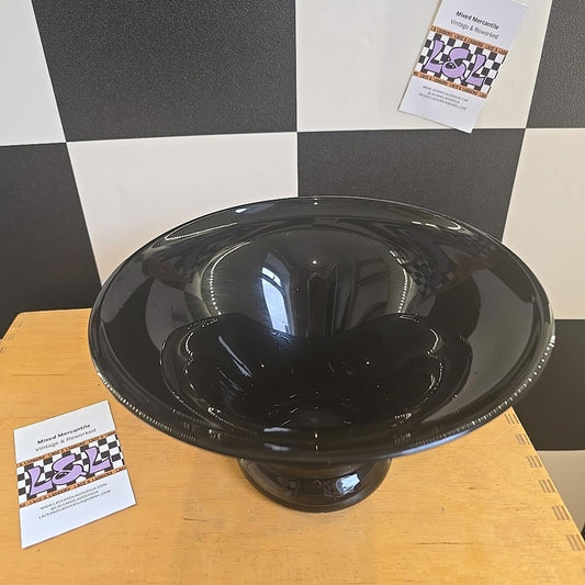 Spectacular MCM VINTAGE Black Glass Vase Unique Design