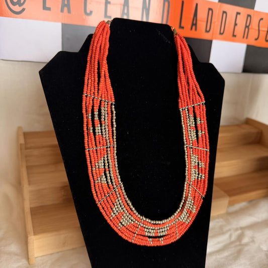 Vintage Costume Jewellery Necklace Unknown Beaded Design
