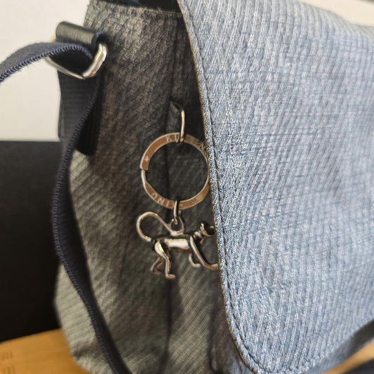 👜KIPLING “Luxeable” Premium Canvas Jean Blue Crossbody Bag, Medium Satchel