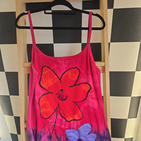 Brand New Tie Dye DEADSTOCK Cotton Vest Dress Size L Stretchy