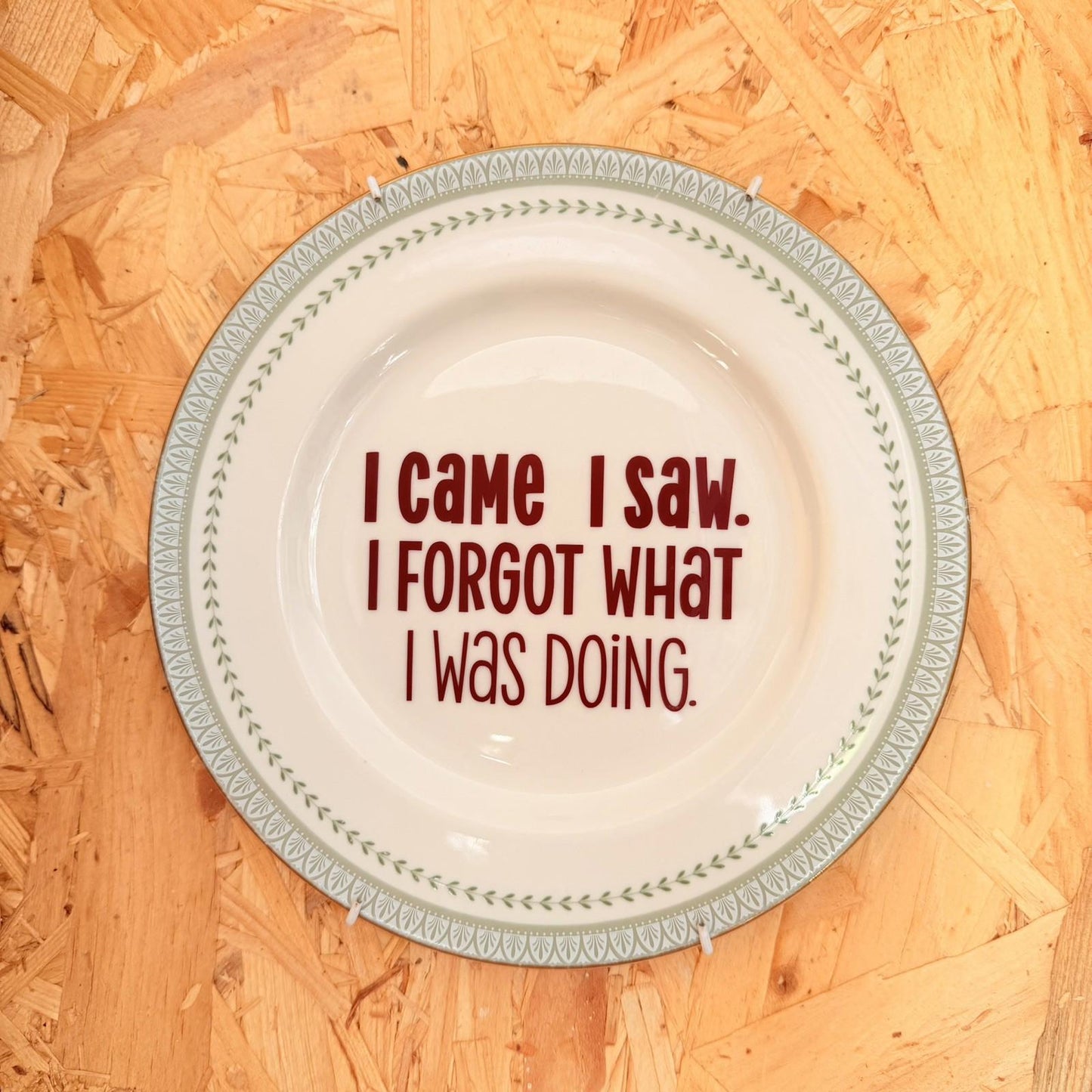 Vintage Plates With Slogan On ‘I Forgot’, Handmade Unique UK Novelty
