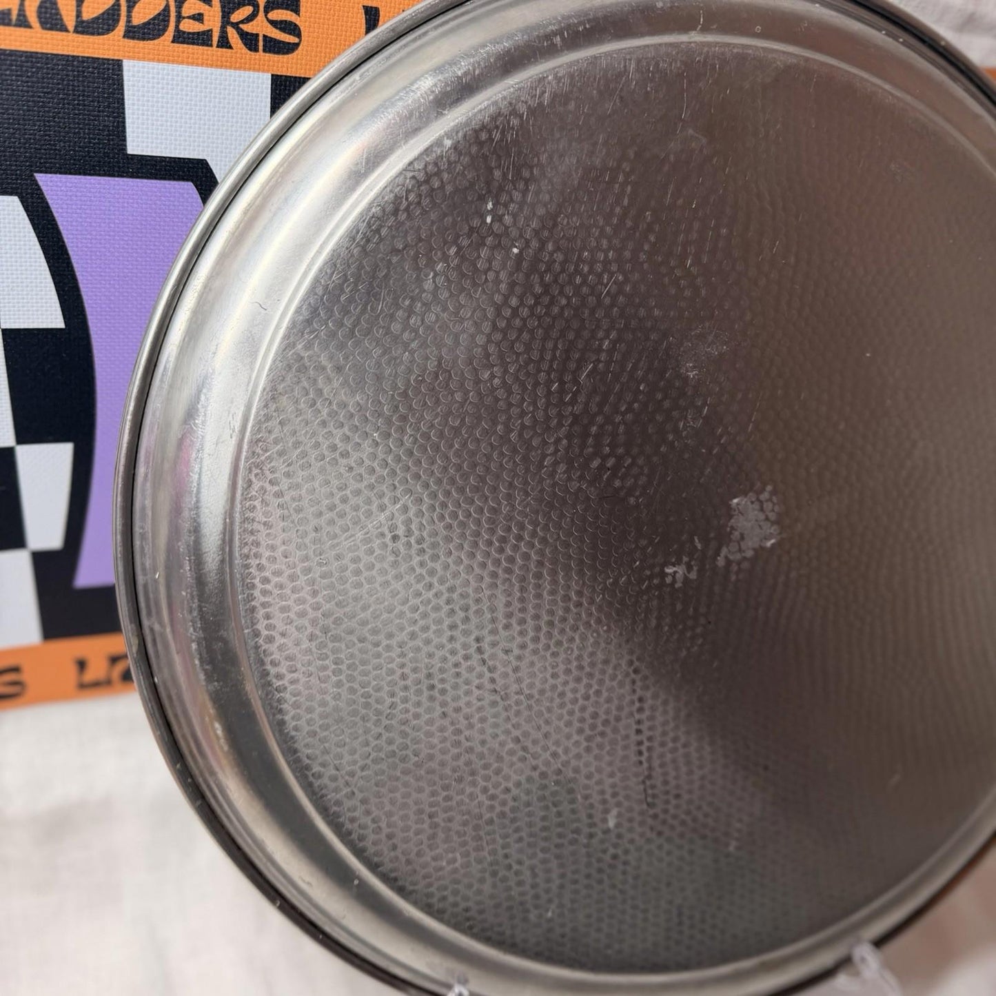 XL Vintage Chrome Hammered Tray MCM Retro Serving Tray Silver Tone round