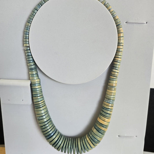 Vintage Wooden Disc Necklace Turquoise Jewellery Boho Hippie