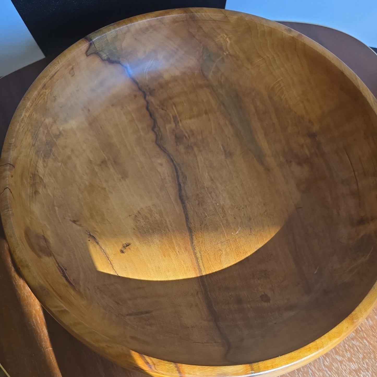 Vintage MCM 1950s Hand Turned Large Walnut Bowl