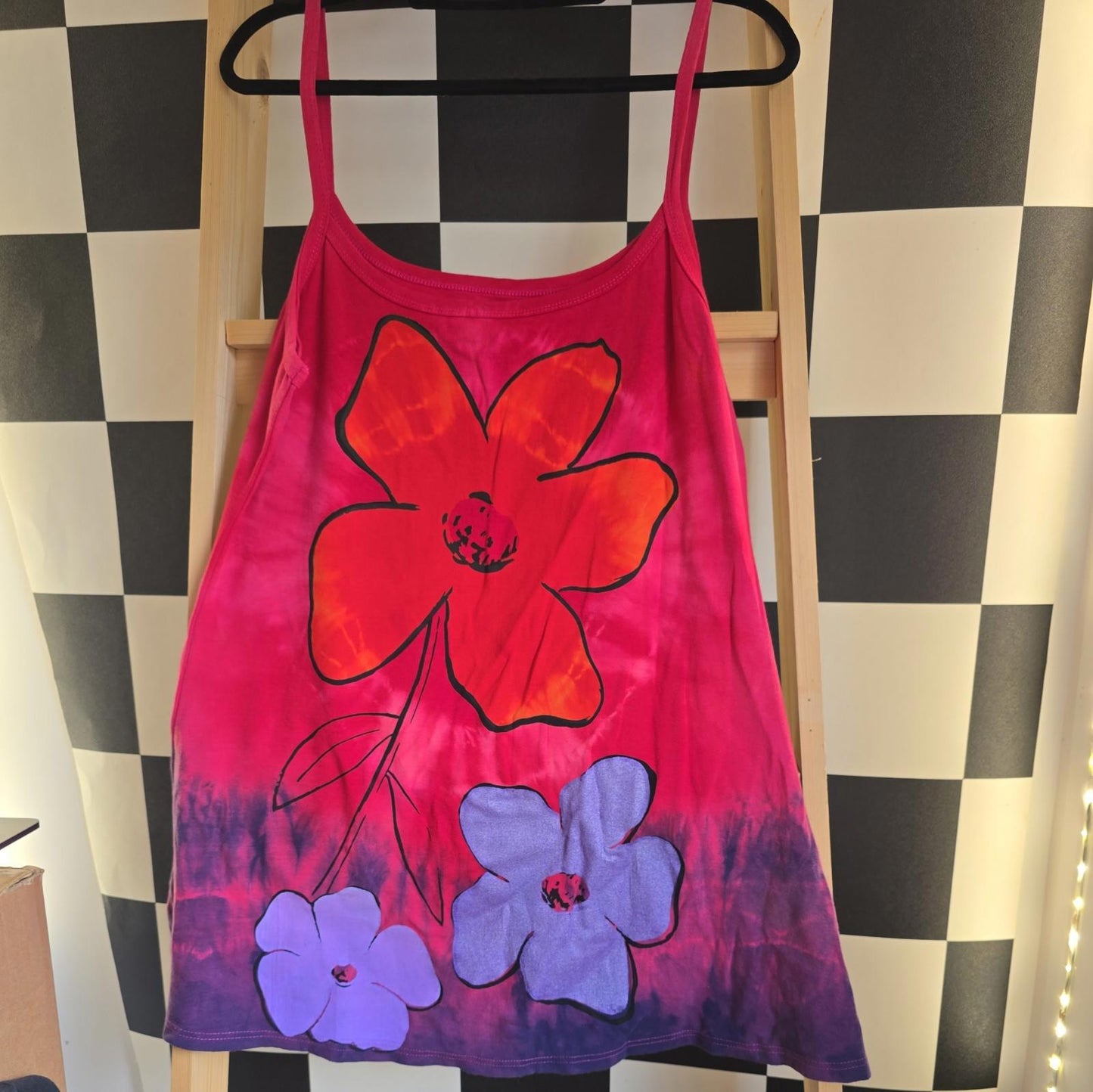 Brand New Tie Dye DEADSTOCK Cotton Vest Dress Size L Stretchy