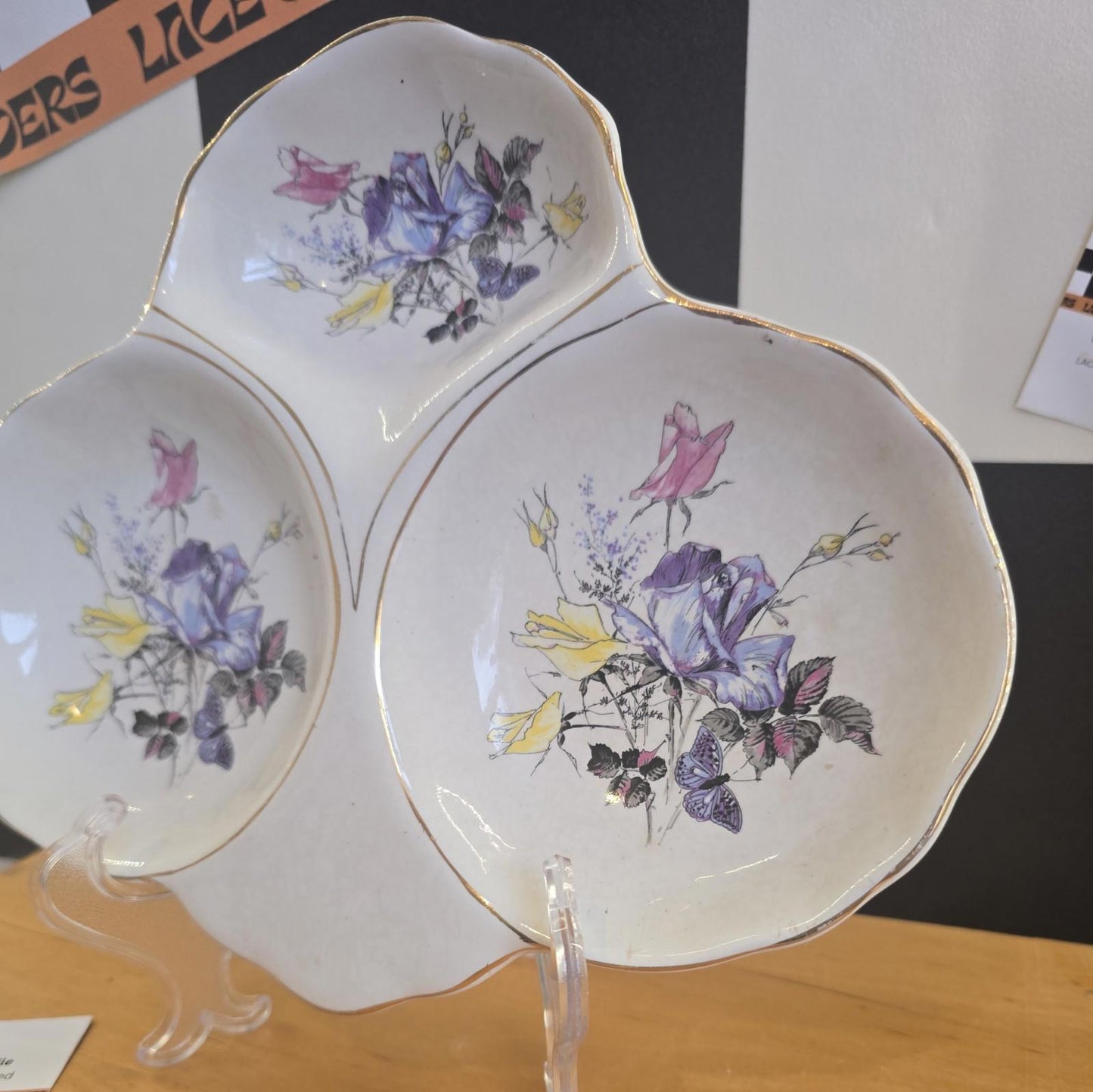 Old Foley James Kent Ltd Floral Collector 3 way server 6473 England - W45