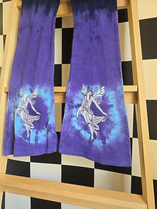 Brand New Deadstock Tie-dye Flares Cotton Size S BLUE FAIRY SCREEN PRINT