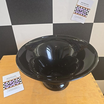 Spectacular MCM VINTAGE Black Glass Vase Unique Design
