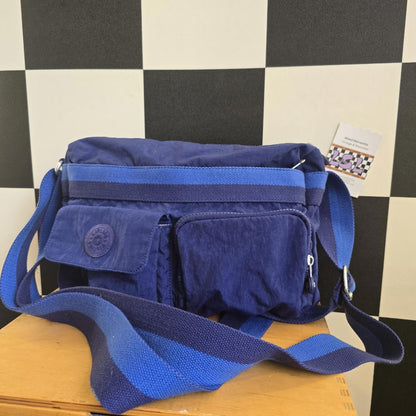 Woman’s Blue Kipling Shoulder Bag With Cross Body Strap Great Condition