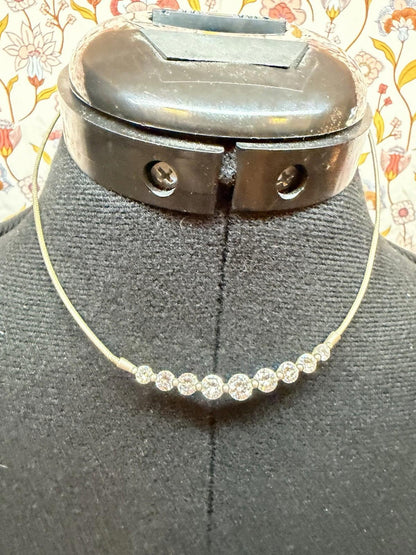Sterling Silver and Cubic Zirconia Vintage Choker Necklace hallmarked