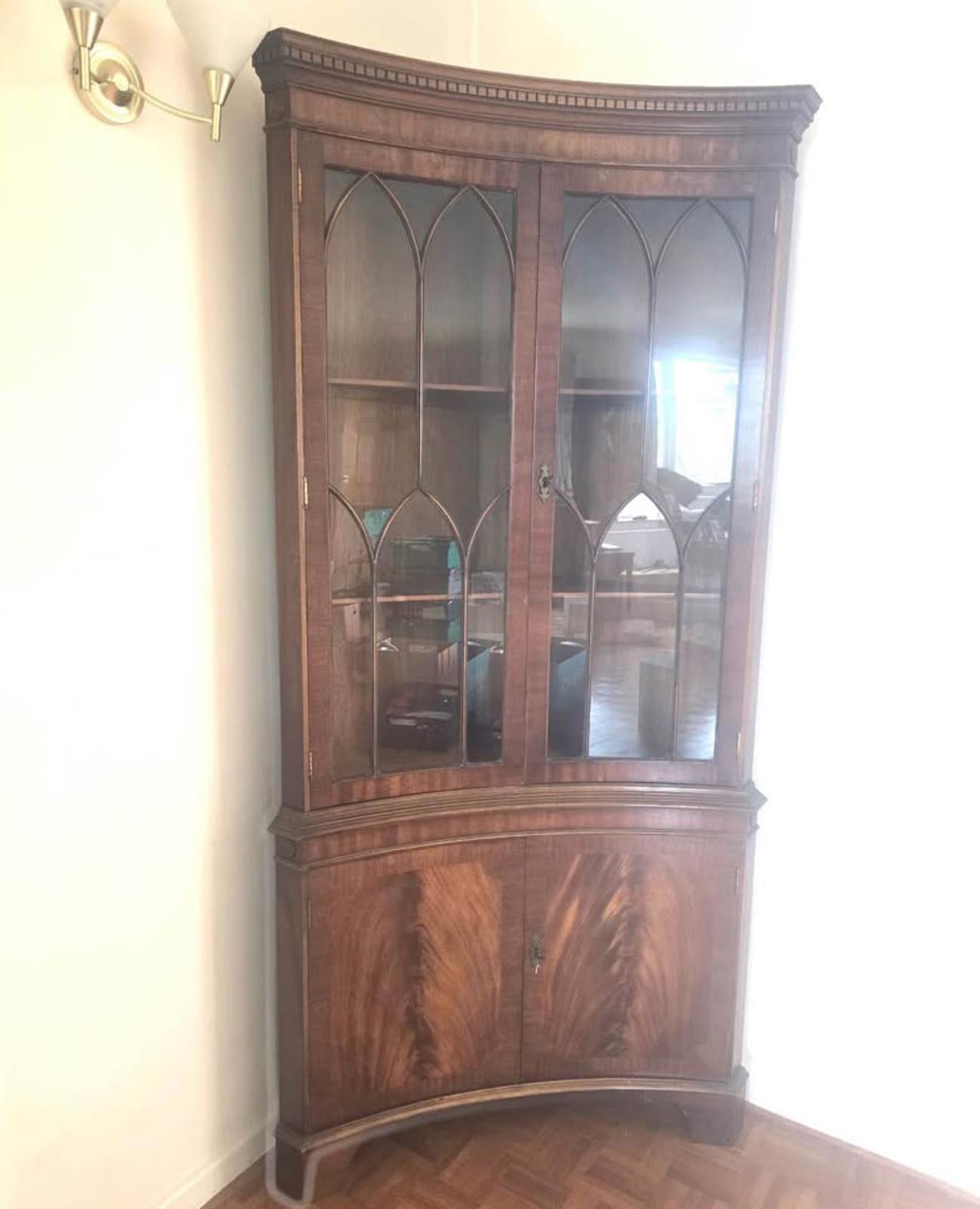 antique victorian corner curves gothic display unit