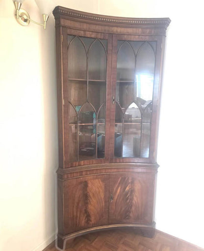 antique victorian corner curves gothic display unit