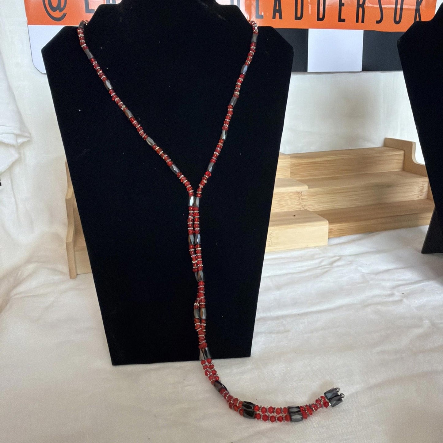 Long Magnetic Hematite & Pink Cats Eye Beaded Necklace Wrap Bracelet