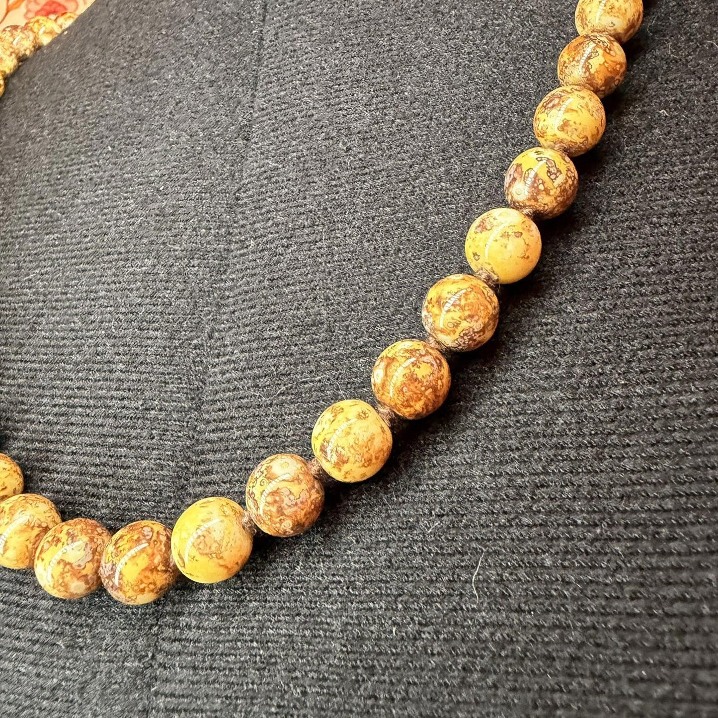 Vintage Costume Jewellery Necklace Unknown Beaded Design heavy crystal stone