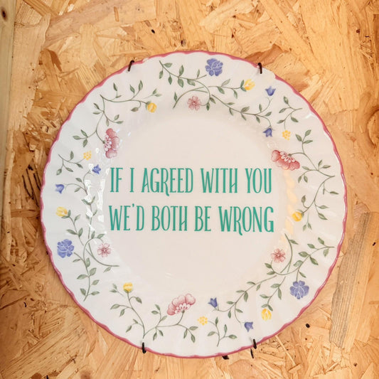 Vintage Plates With Slogan On ‘Wrong ’, Handmade Unique UK Novelty