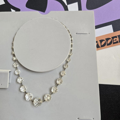 Vintage Costume Jewellry multiple Gemstone Sparkle Silver Style Glamour Necklace