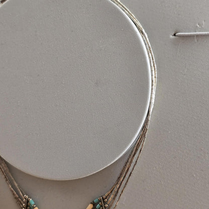 Vintage Carolyn Pollack Southwestern Liquid Silver Stone Claw Feather Necklace