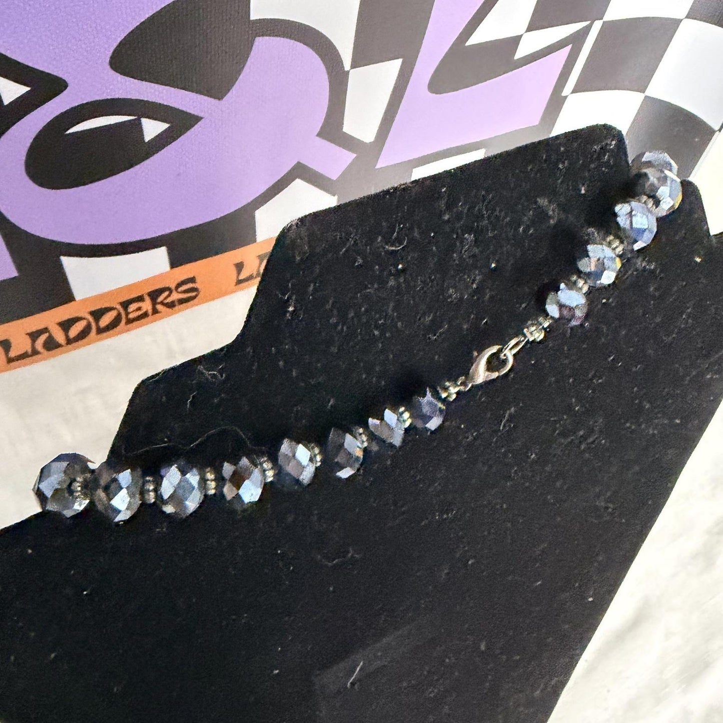 Vintage Costume Jewellery Necklace Unknown Beaded Design gorgeous dark sparkle