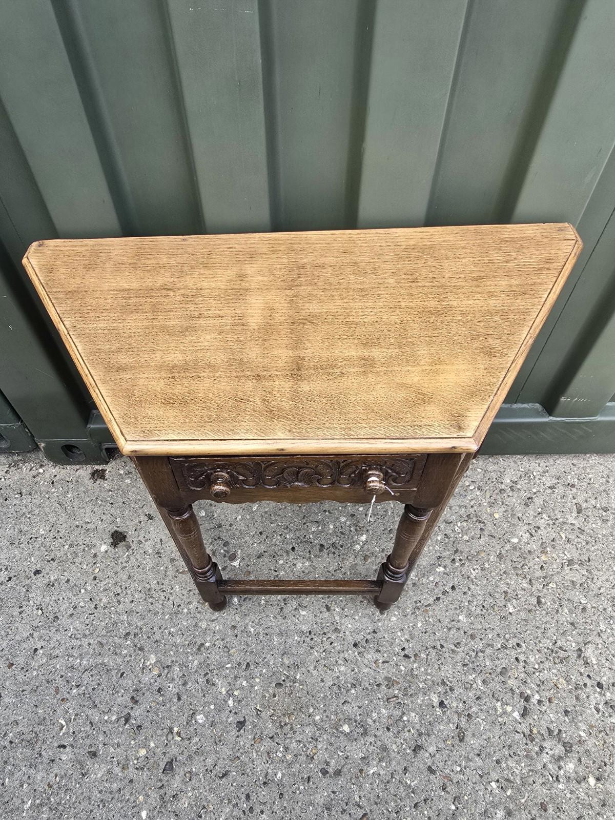 Antique Carved Oak  Side Table