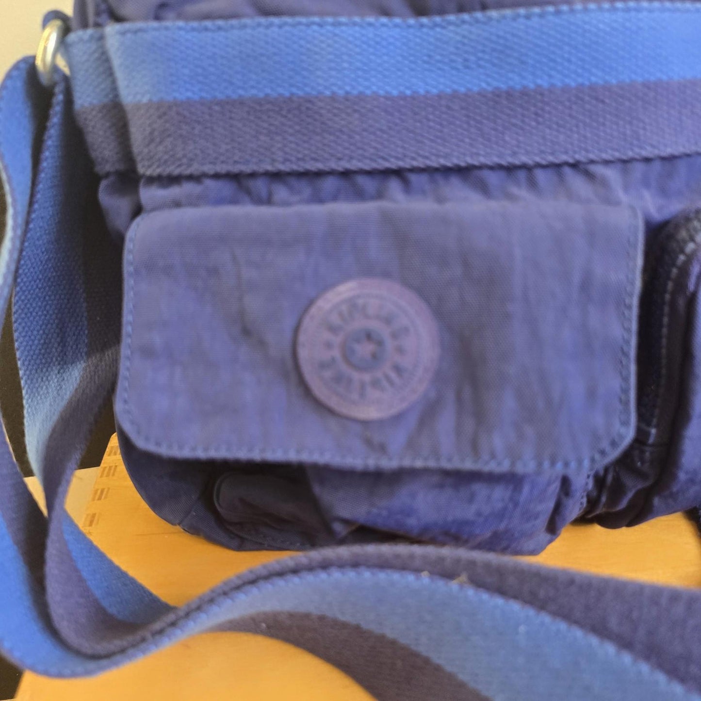 Woman’s Blue Kipling Shoulder Bag With Cross Body Strap Great Condition