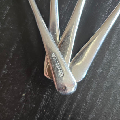 Set of 4 Vintage International Silver CHROME PLATED SOUP Stainless Steel Spoons