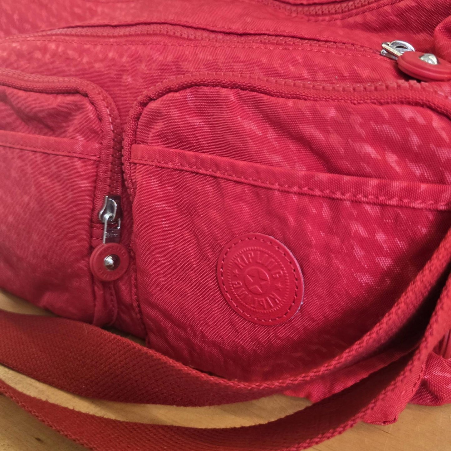 Kipling Red Tote Bag Original Adjustable Handle Nylon Canvas Fab Quality